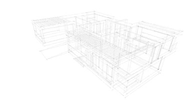 Ev Binası Mimari Çizim İllüstrasyon