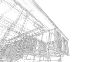 Ev Binası Mimari Çizim İllüstrasyon