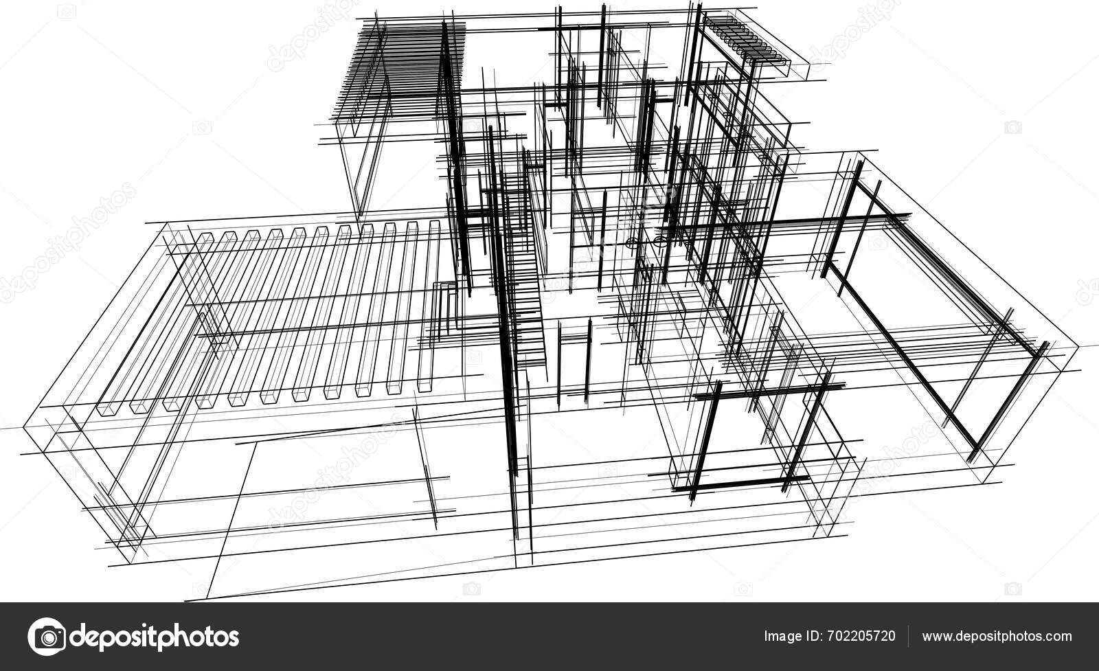 House Building Architectural Drawing Vector Illustration Stock Vector by ©YuriyA 702205720