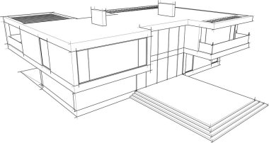 Ev yapımı mimari çizim vektörü illüstrasyonu