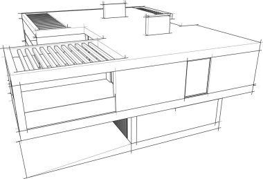 Ev yapımı mimari çizim vektörü illüstrasyonu