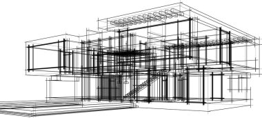 Ev yapımı mimari çizim vektörü illüstrasyonu