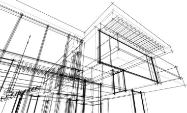 Ev yapımı mimari çizim vektörü illüstrasyonu