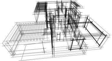 Ev yapımı mimari çizim vektörü illüstrasyonu