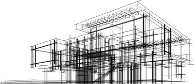 Ev yapımı mimari çizim vektörü illüstrasyonu