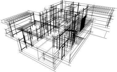 Ev yapımı mimari çizim vektörü illüstrasyonu