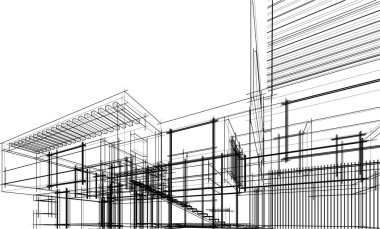 Ev yapımı mimari çizim vektörü illüstrasyonu