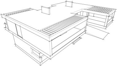 Ev yapımı mimari çizim vektörü illüstrasyonu