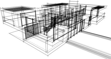 Ev yapımı mimari çizim vektörü illüstrasyonu