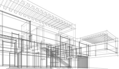Ev yapımı mimari çizim vektörü illüstrasyonu