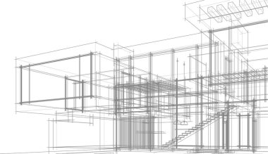 Ev yapımı mimari çizim vektörü illüstrasyonu