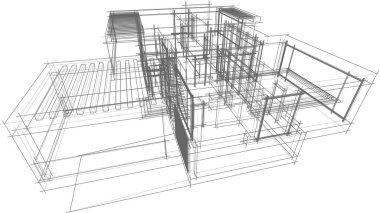 Ev yapımı mimari çizim vektörü illüstrasyonu