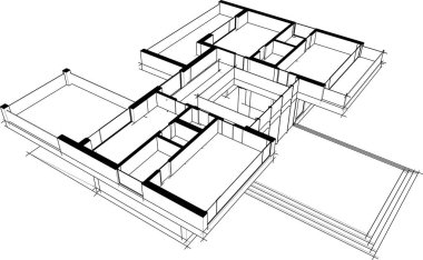Ev yapımı mimari çizim vektörü illüstrasyonu