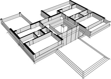 Ev yapımı mimari çizim vektörü illüstrasyonu