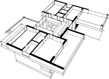 Ev yapımı mimari çizim vektörü illüstrasyonu