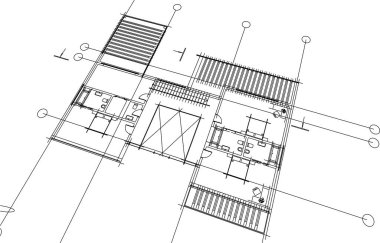 Ev yapımı mimari çizim vektörü illüstrasyonu
