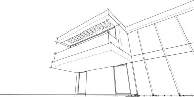 Ev yapımı mimari çizim vektörü illüstrasyonu