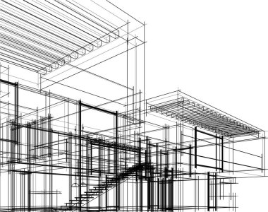 Ev yapımı mimari çizim vektörü illüstrasyonu