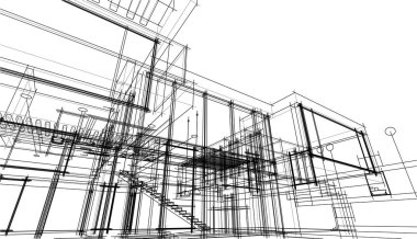 Ev yapımı mimari çizim vektörü illüstrasyonu