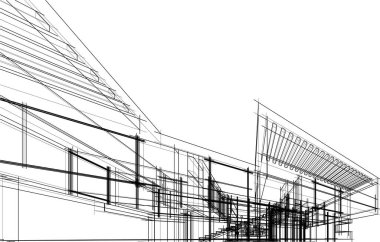 Ev yapımı mimari çizim vektörü illüstrasyonu
