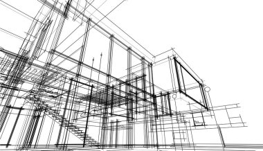Ev yapımı mimari çizim vektörü illüstrasyonu