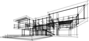 Ev yapımı mimari çizim vektörü illüstrasyonu