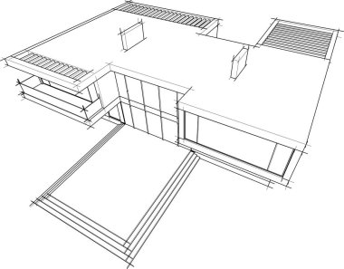 Ev yapımı mimari çizim vektörü illüstrasyonu