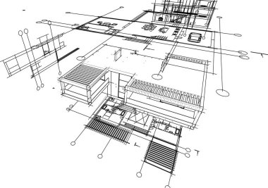 Ev yapımı mimari çizim vektörü illüstrasyonu
