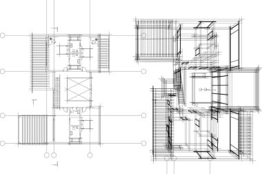 Ev yapımı mimari çizim vektörü illüstrasyonu