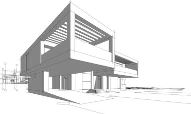 Ev yapımı mimari çizim vektörü illüstrasyonu