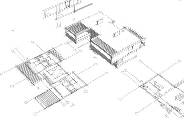 Ev yapımı mimari çizim vektörü illüstrasyonu