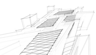 Soyut fütüristik arka plan, bir iş için modern grafik tasarımı, duvar kağıdı gökdelenler tasarımı, illüstrasyon. soyut mimari duvar kağıdı