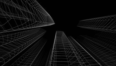 Soyut fütüristik arka plan, bir iş için modern grafik tasarımı, duvar kağıdı gökdelenler tasarımı, illüstrasyon. soyut mimari duvar kağıdı