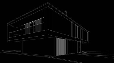 Ev Binası Mimari Çizim İllüstrasyon