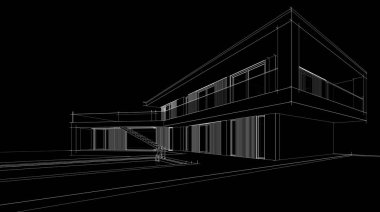 Ev Binası Mimari Çizim İllüstrasyon