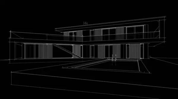 House building architectural drawing illustration