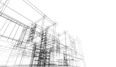 Ev Binası Mimari Çizim İllüstrasyon