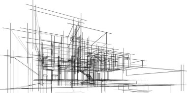 Ev yapımı mimari çizim vektörü illüstrasyonu
