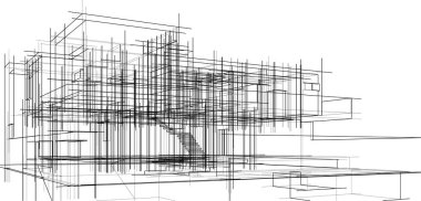 Ev yapımı mimari çizim vektörü illüstrasyonu