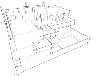 Ev yapımı mimari çizim vektörü illüstrasyonu
