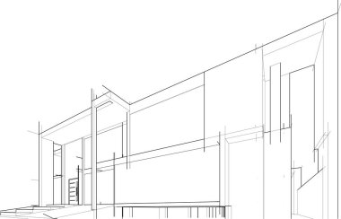 Ev yapımı mimari çizim vektörü illüstrasyonu