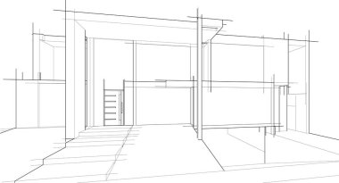 Ev yapımı mimari çizim vektörü illüstrasyonu