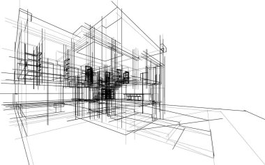 Ev yapımı mimari çizim vektörü illüstrasyonu