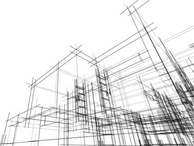 Ev yapımı mimari çizim vektörü illüstrasyonu