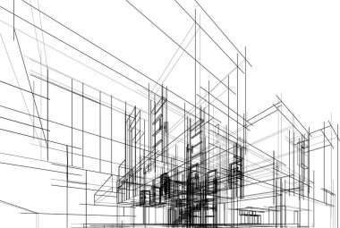 Ev yapımı mimari çizim vektörü illüstrasyonu