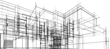 Ev yapımı mimari çizim vektörü illüstrasyonu