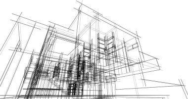 Ev yapımı mimari çizim vektörü illüstrasyonu