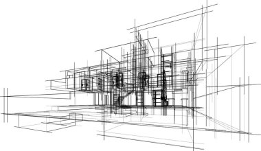 Ev yapımı mimari çizim vektörü illüstrasyonu