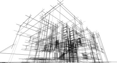 Ev yapımı mimari çizim vektörü illüstrasyonu