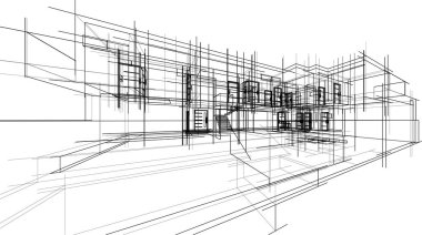 Ev yapımı mimari çizim vektörü illüstrasyonu